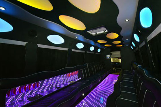 neon lights on a party bus