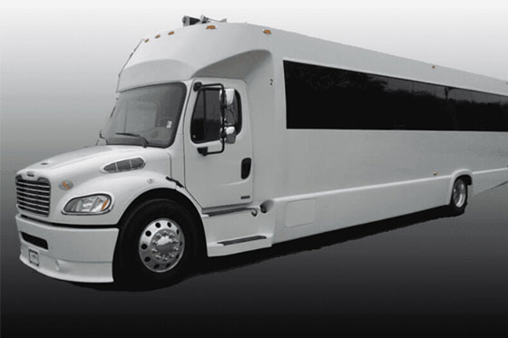 white limo bus exterior