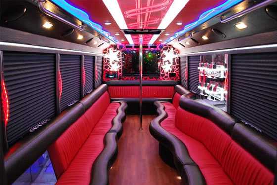 glamorous limo bus seating