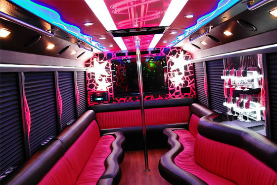 limo bus with a dance pole